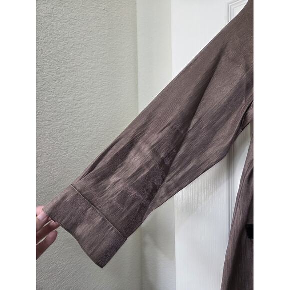 IC By Connie K Elegant Glittery Brown Sequin Trim Asymmetrical Blouse Size Small - Picture 6 of 14